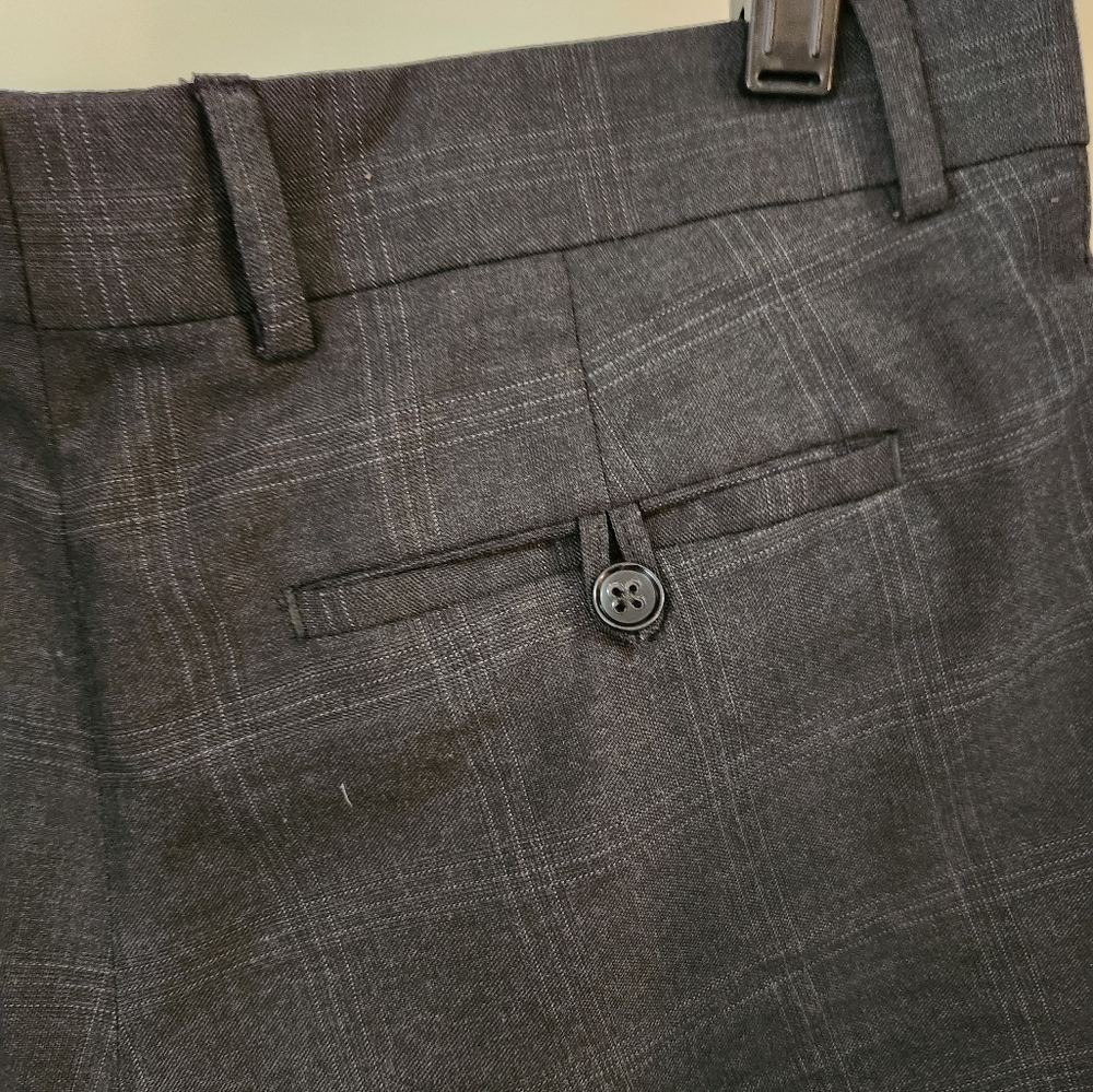 Banana Republic Factory Men's Tailored Fit Dress Pants 33/34 Dark Gray Plaid - Picture 11 of 15